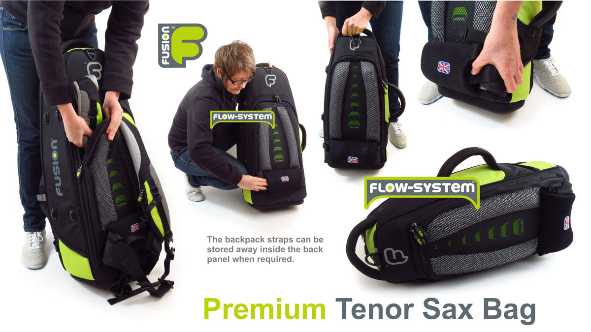 Premium Zwarte/Groene Tenorsaxofoonhoes
