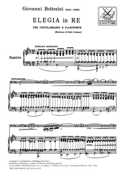 Bottesini G. - Elegia In Re - Contrebasse et Piano