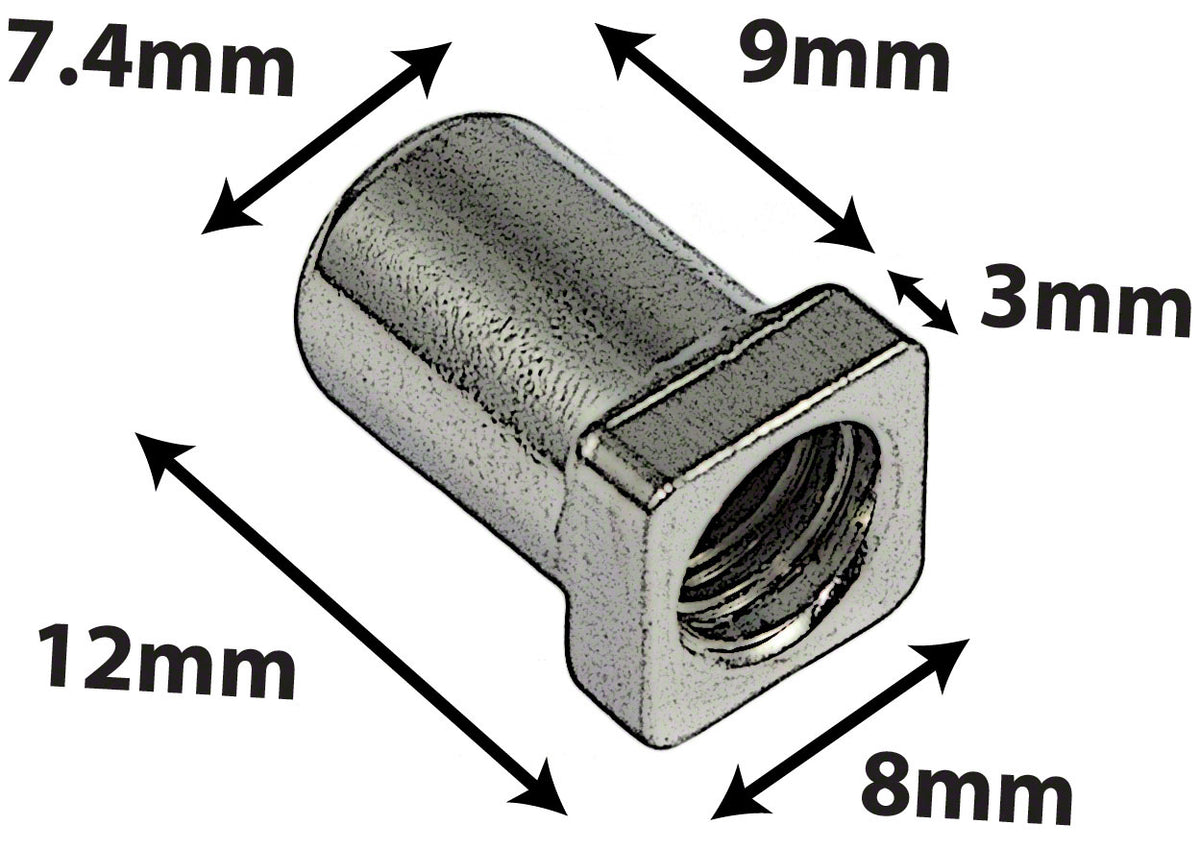 SN-SQ-12B - Schoorsteen 12mm Vierkante Kop - Messing (X4)