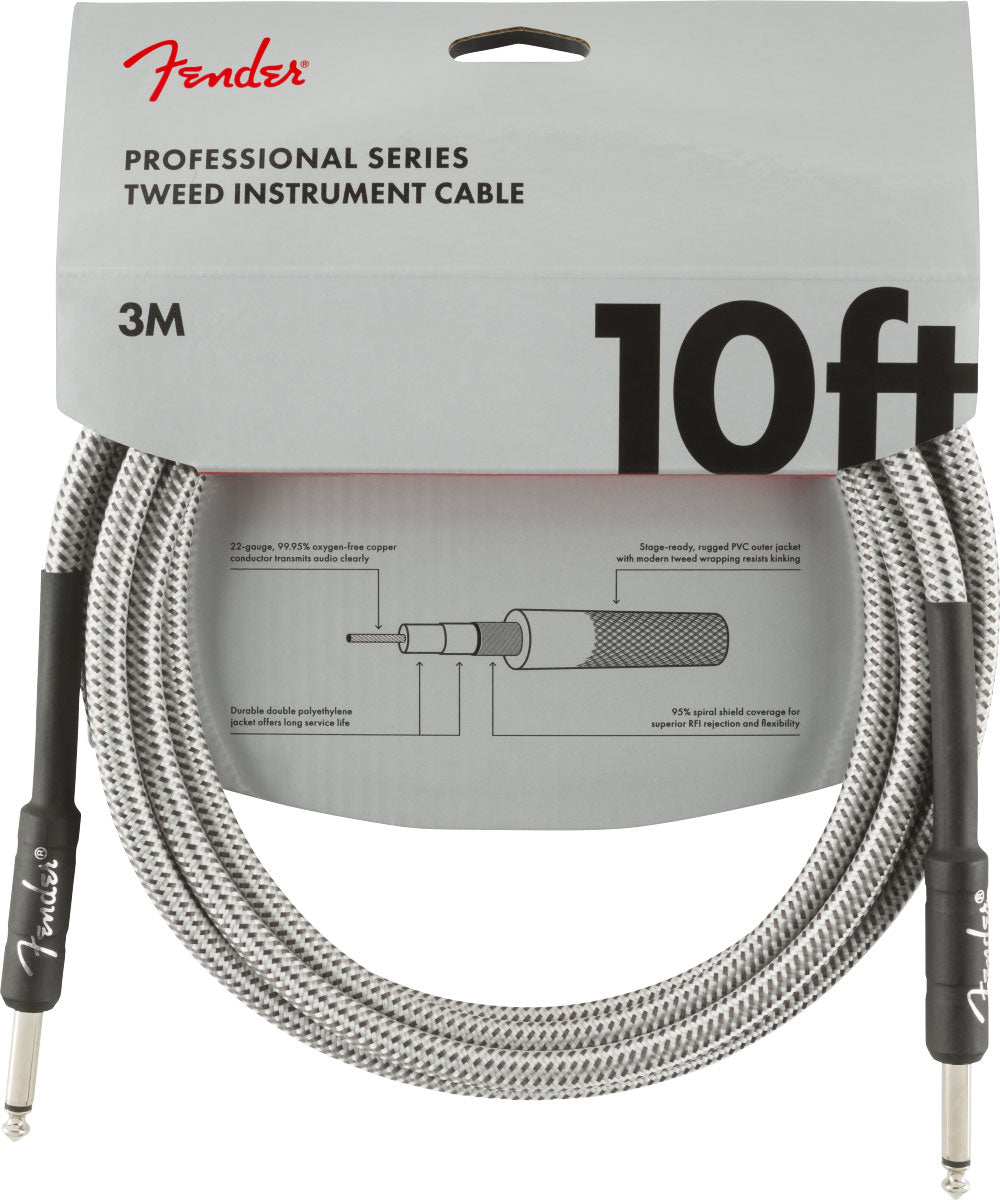 3m Professional Instrument Cable White Tweed