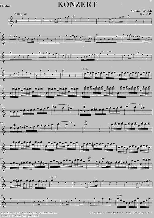 Vivaldi A. - Concerto For Flautino (Recorder/Flute) And Orchestra C Major Op. 44 11 Rv 443