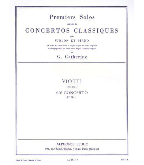VIOTTI - SOLO N°1 DU CONCERTO N°20 (VIOLON / PIANO)