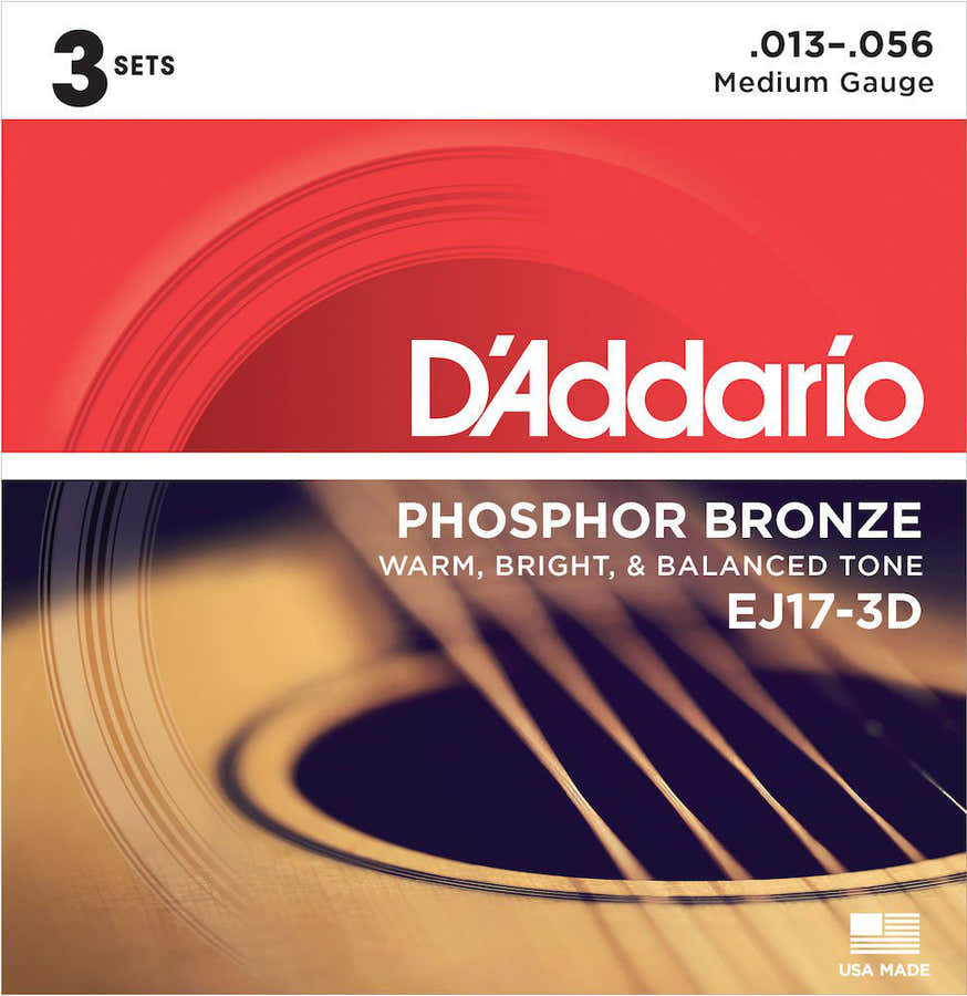 EJ17-3D Pack de 3 Phosphor Bronze Medium 13-56