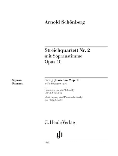 Henle Verlag Schänberg - Streichquartett NR. 2 Op. 10 Mit Sopranstimme - Chant et Piano