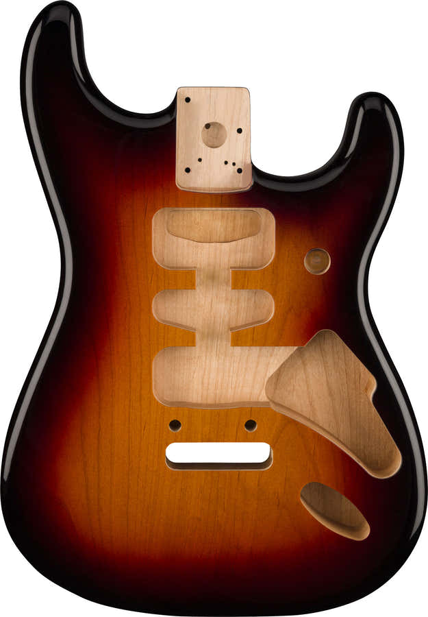 DELUXE STRATOCASTER HSH, ALDER BODY, 2-POINT BRIDGE MOUNT, 3-COLOR SUNBURST