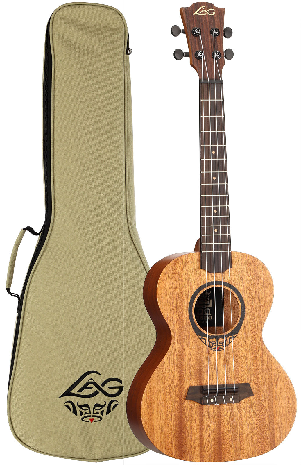 Tiki Tku110T Tenor-Ukulele Gewelfde Achterkant met Hoes