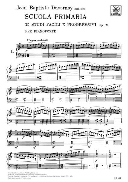 Duvernoy J.B. - Scuola Primaria - 25 Studi Facili E Progressivi Op.176 - Piano