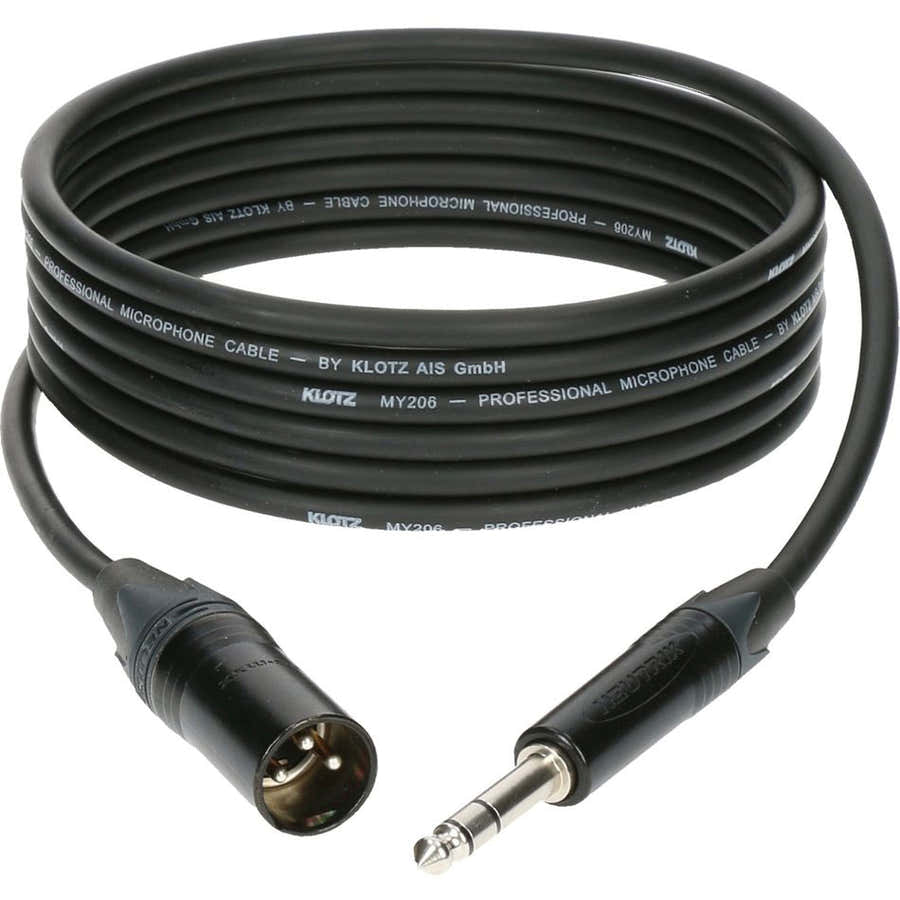 M1 MIC CABLE NOIR 3M XLR 3 MALE - PLUG 3P CONNECTEUR METAL NOIR