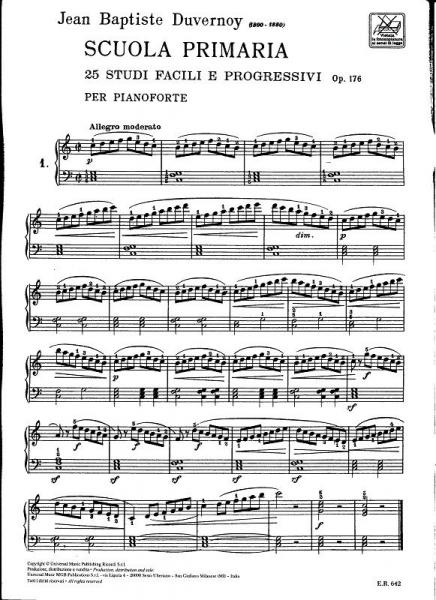 Duvernoy J.B. - Scuola Primaria - 25 Studi Facili E Progressivi Op.176 - Piano