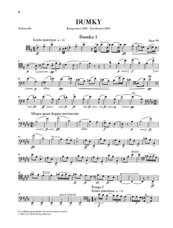 Dvorak A. - Dumky – Trio For Piano Violin And Violoncello Op. 9