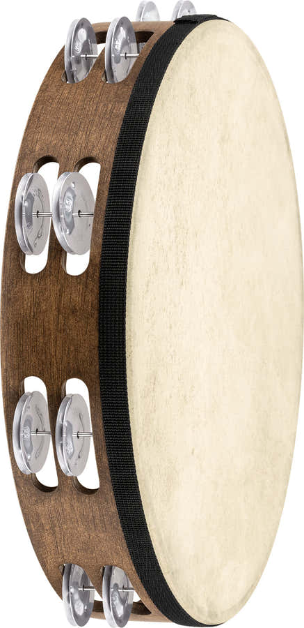 12 Tamburello Walnut Brown Goat Skin Aluminum Jingles