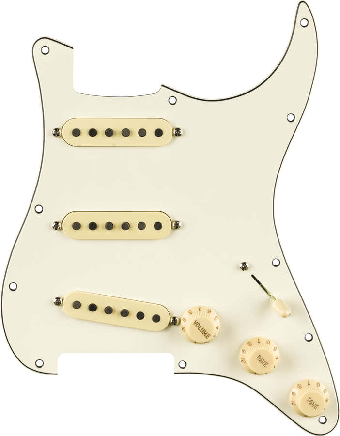 Pre-wired Strat Pickguard Pure Vintage '65 W/Rwrp Midde parchment 11 Hole Pg
