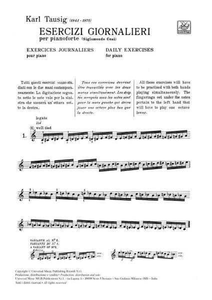 TAUSIG K. - ESERCIZI GIORNALIERI PER PIANOFORTE