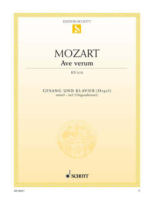 Mozart - Ave Verum KV 618 - Medium (low) Voice et Piano (orgue/harmonium)