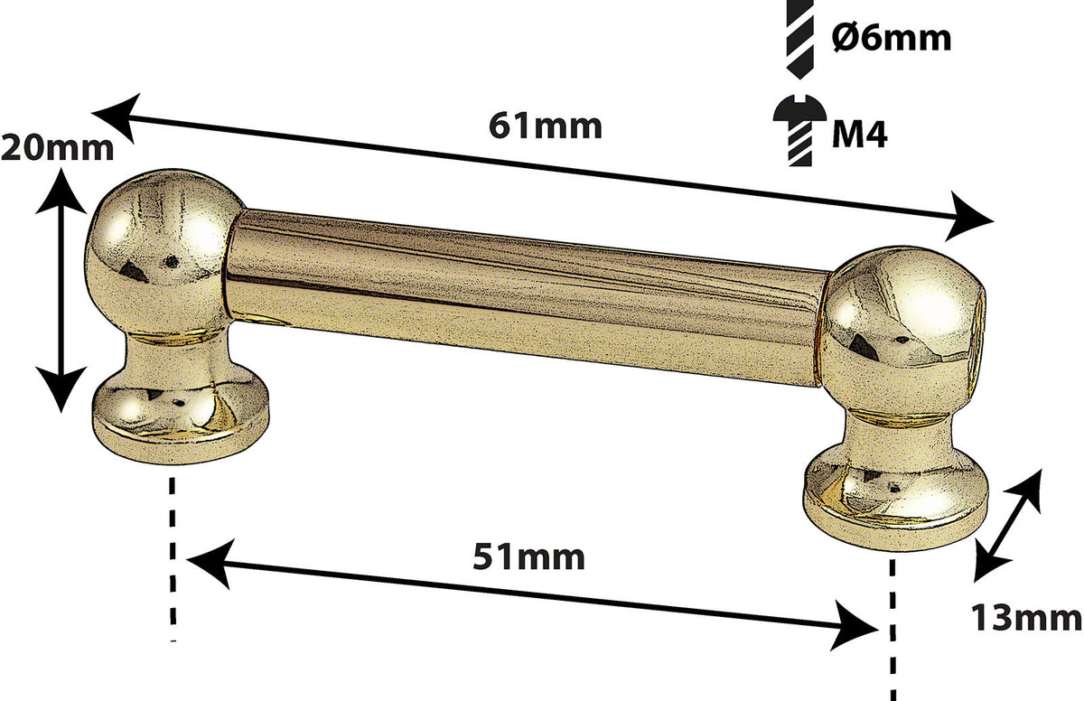 TL12D51-BR Coquille Tube 51mm Dorée Double Tirant (X1)