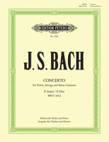 Bach Johann Sebastian - Concerto No.2 In E BWV 1042 - Violin And Piano