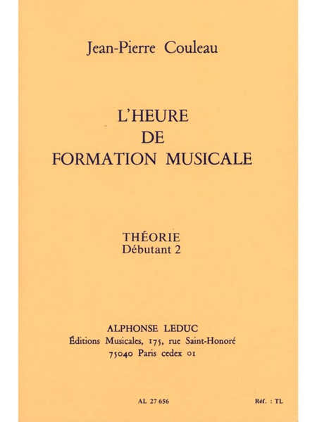 Couleau JEAN-pierre - L'heure De Formation Musicale D2 Theorie