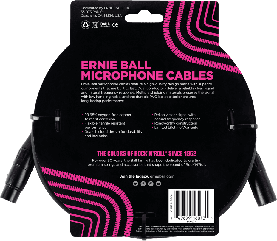 Microfoonkabels Classic XLR Mannelijk/XLR Vrouwelijk 7,62M Zwart