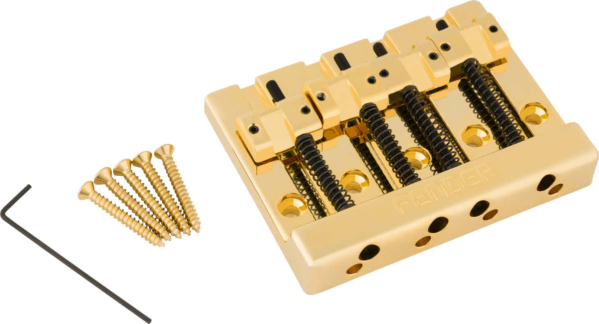 Fender HiMass 4-String Bass Bridge Assembly With Zinc Saddles Gold