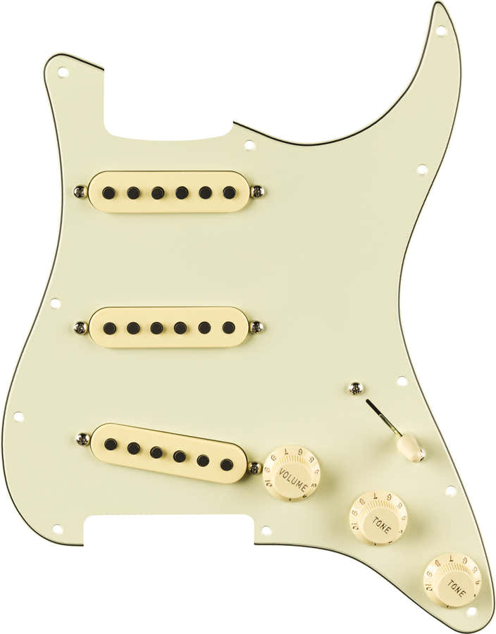 Pre-wired Strat Pickguard Eric Sign. Mint Green 11 Hole Pg