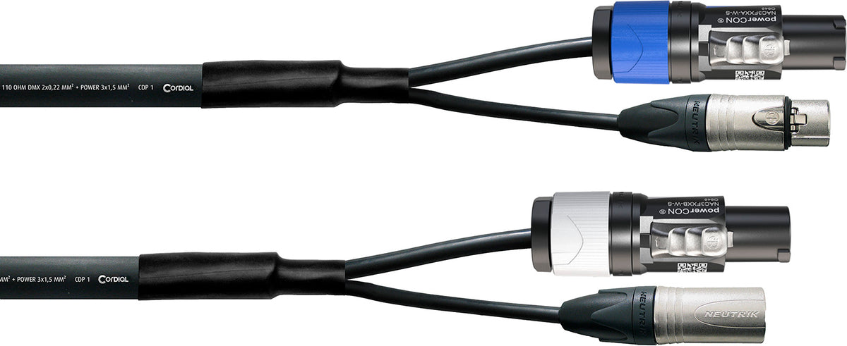 DMX XLR-kabel 3-pins + Powercon 5 M