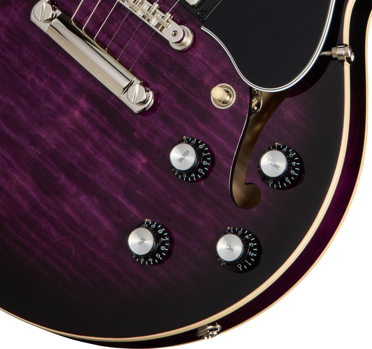 ES-339 Gevlamd Dark Purple Burst Modern