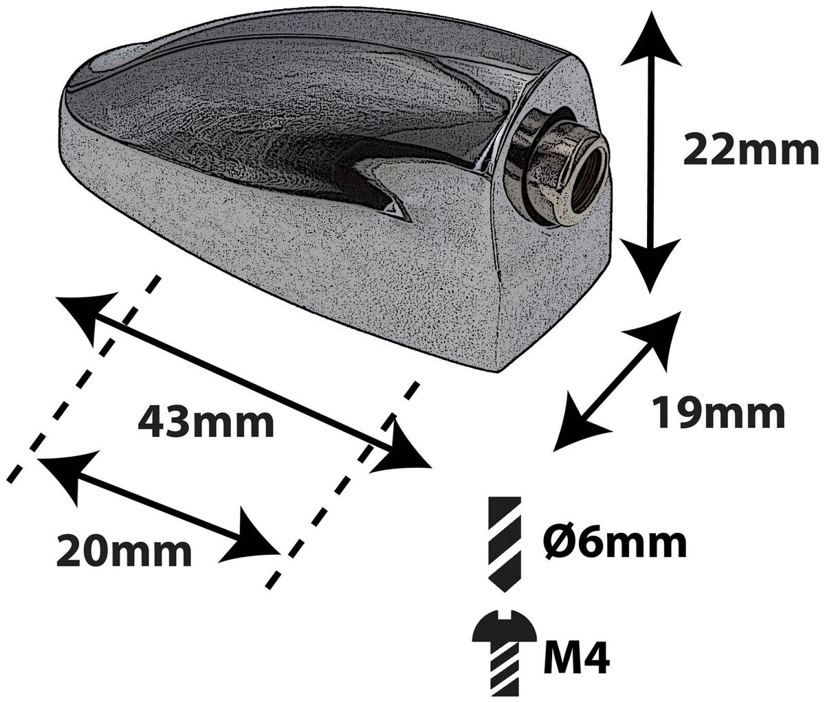 L25SDTT - Spanbokje Snaredrum / Tom - 20mm (x1)
