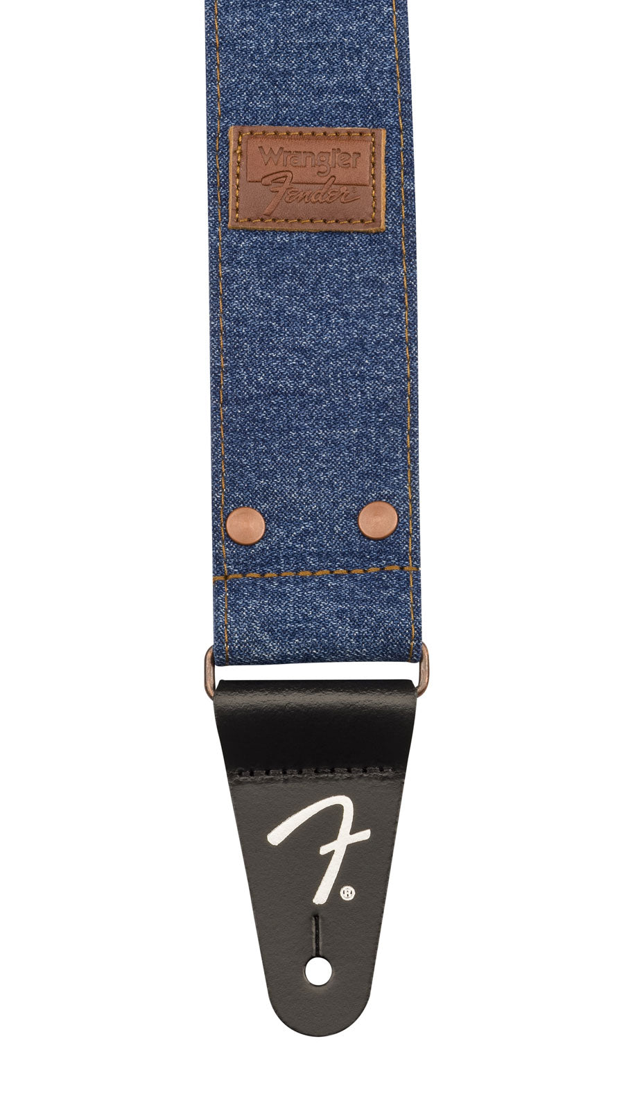 x Wrangler denim gitaarband met klinknagels indigo