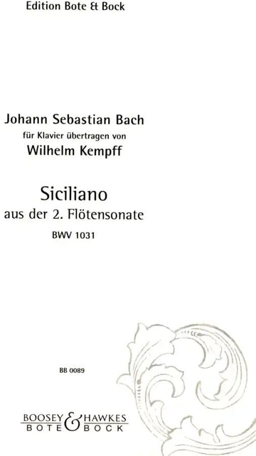 Bach J.S. - Siciliano BWV 1031 - Piano