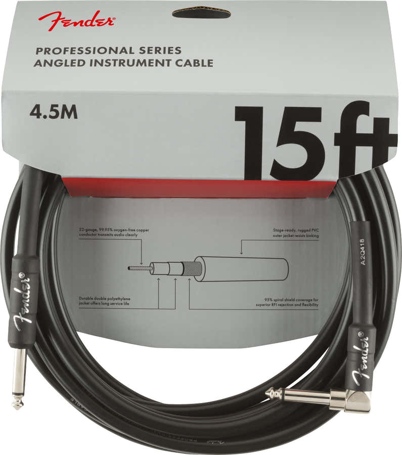 4,5m Professional Instrument Cables Black