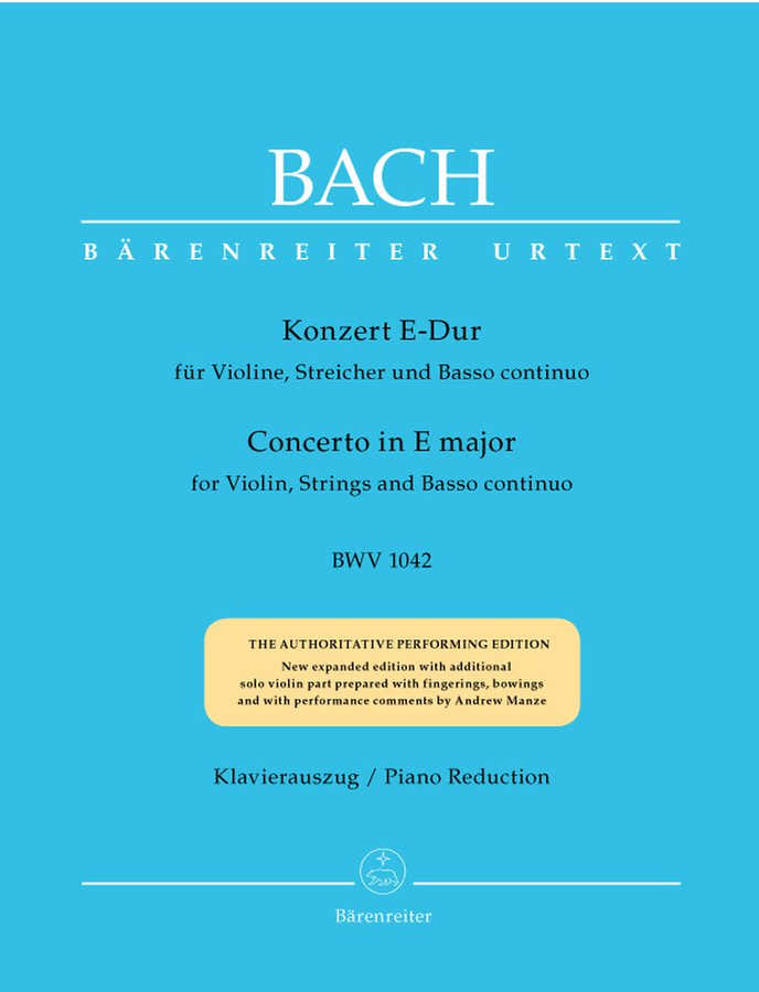 J.S. - Concerto En Mi Majeur Bwv 1042 Pour Violon Cordes Et Basse Continue - Violon Piano