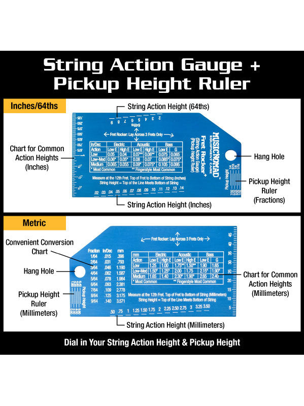 MN822 Fret Rocker - Régle pour Mesurer Hauteur Des Cordes et Des Micros