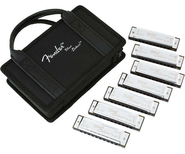 BLUES DELUXE HARMONICA PACK OF 7 WITH CASE