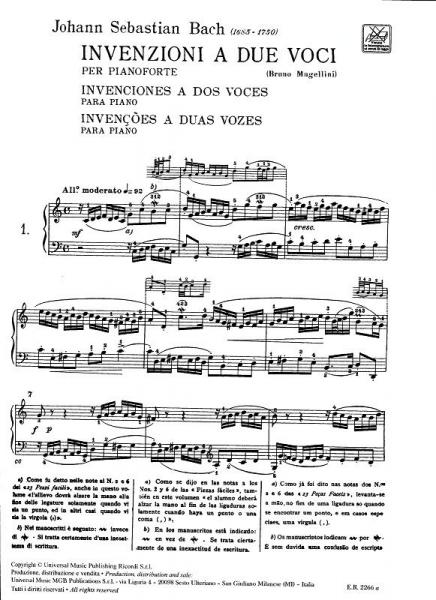 BACH J.S. - INVENZIONI A 2 VOCI ANNOTATA - PIANO