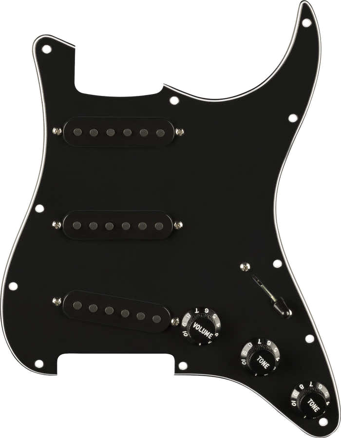 Pre-wired Strat Pickguard Pure Vintage '65 W/Rwrp Midde Black 11 Hole Pg