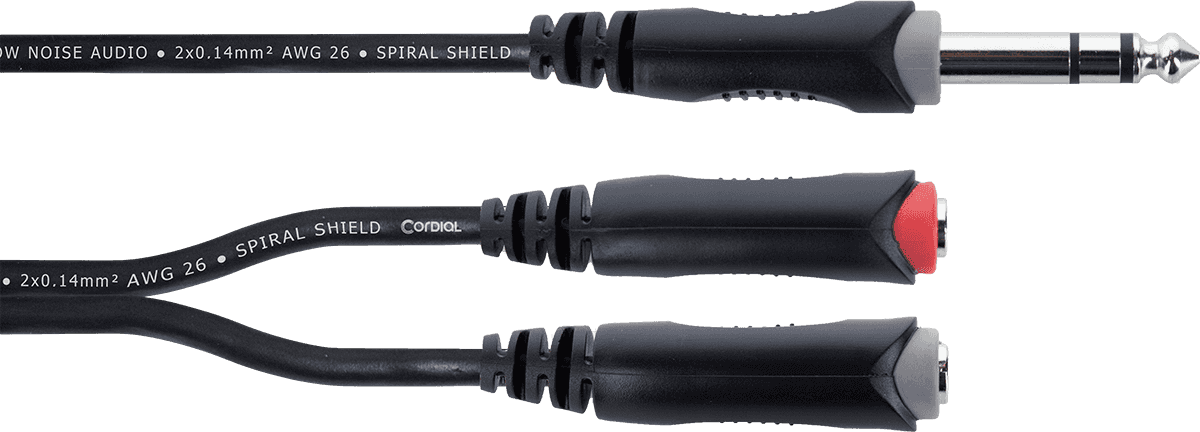 Câble Y Bretelle Jack Stéréo Mâle / 2 Jacks Mono Femelles 30 CM