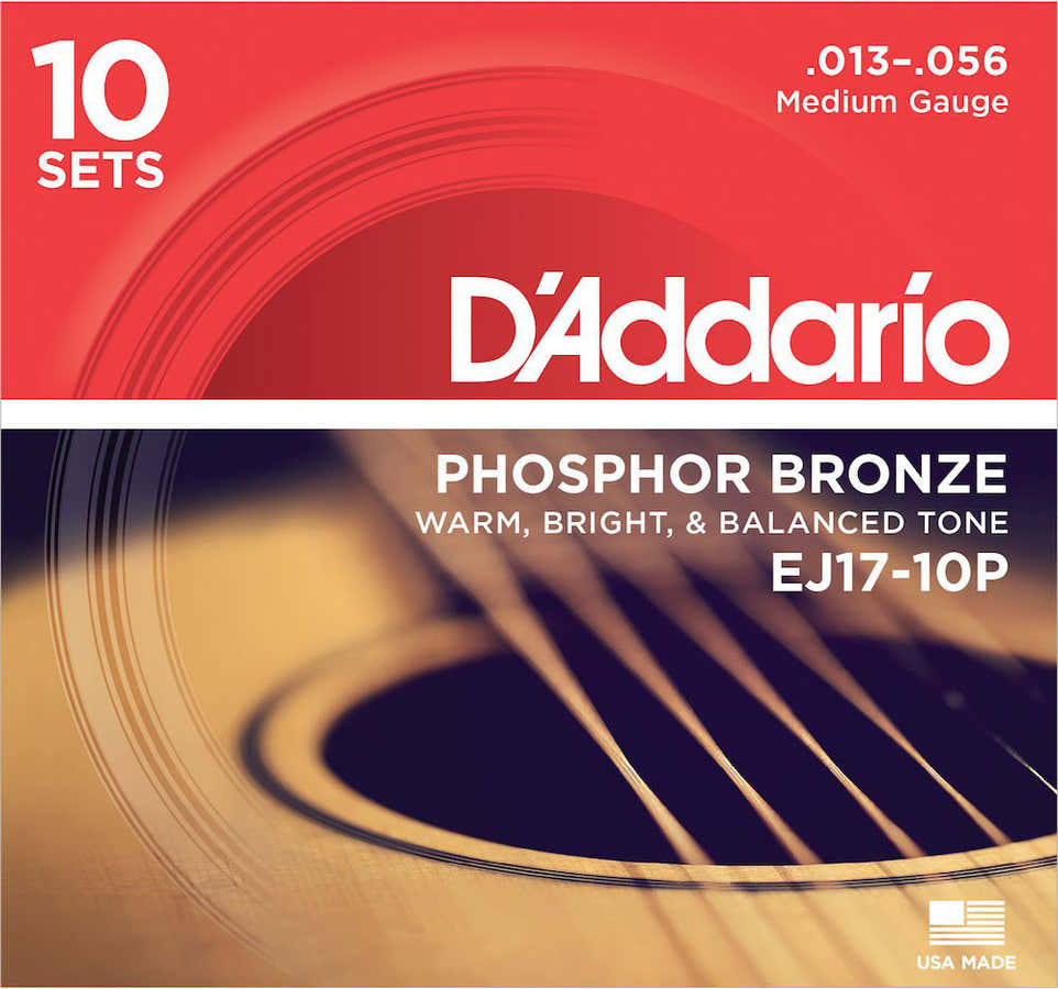 EJ17-10p Pack de 10 Phosphor Bronze Medium 13-56