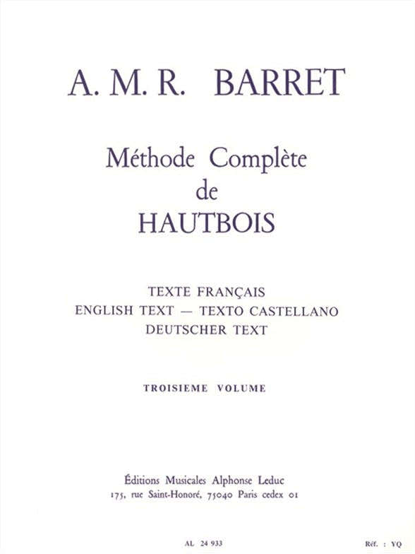 Méthode Complète de Hautbois Troisieme Volume