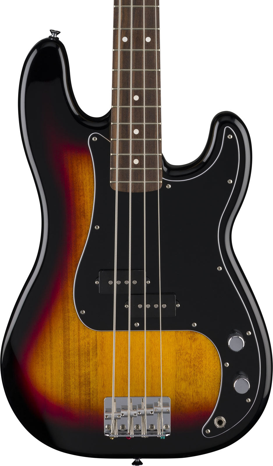 Standaard Precision Bass LRL zwarte slagplaat 3-kleuren Sunburst