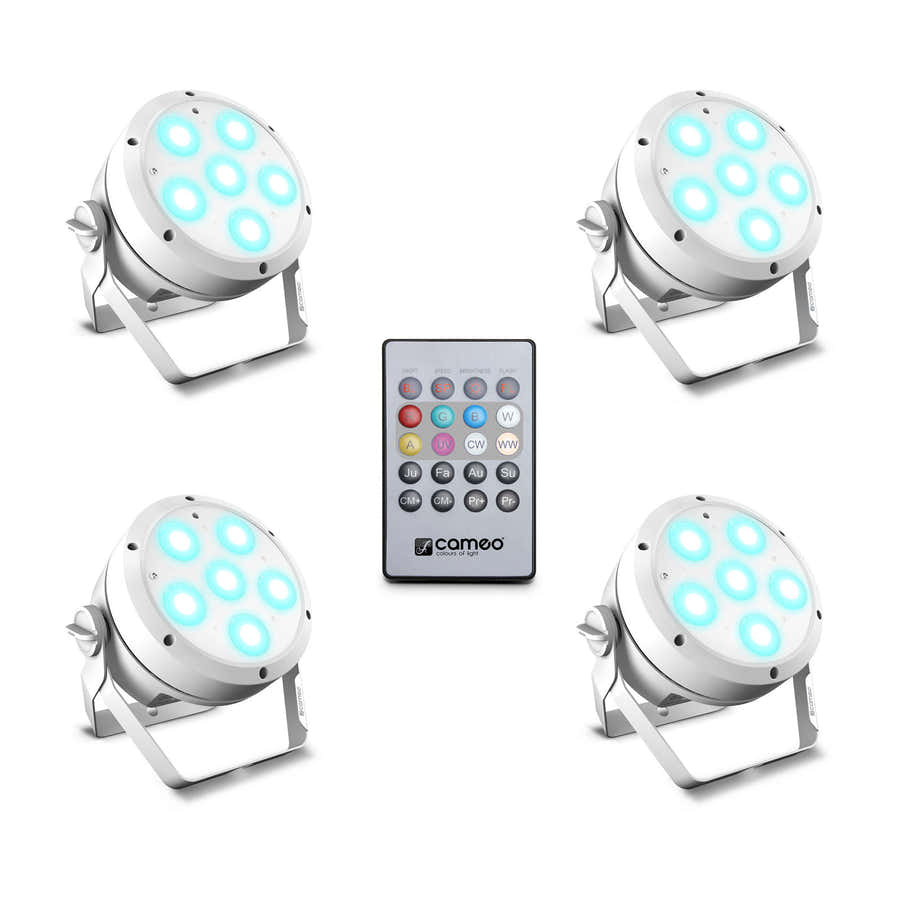 ROOT PAR 6 WH SET 1 - SET BESTAANDE UIT 4 X CLROOTPAR6WH MET INFRAROOD AFSTANDSBEDIENING