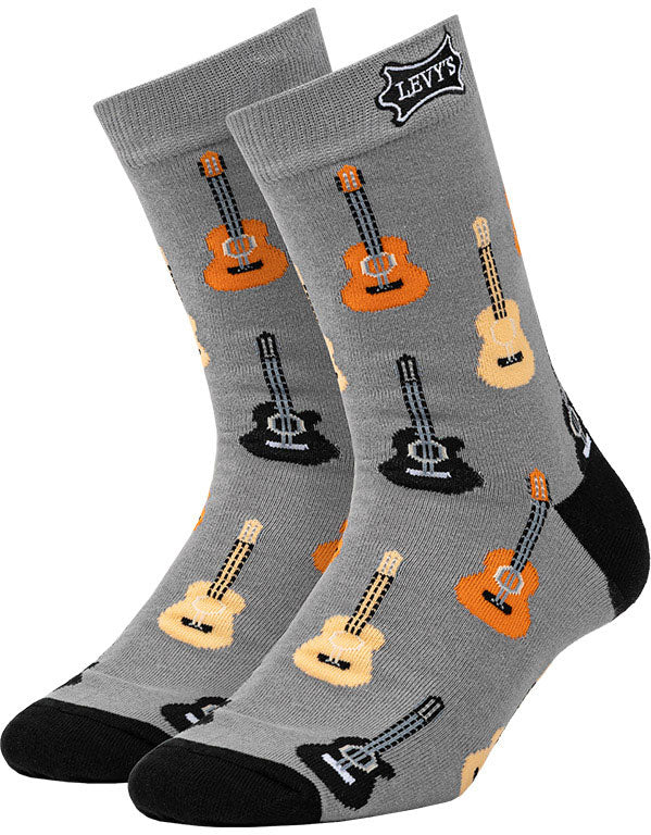 Paire de chaussettes motif guitare acoustique