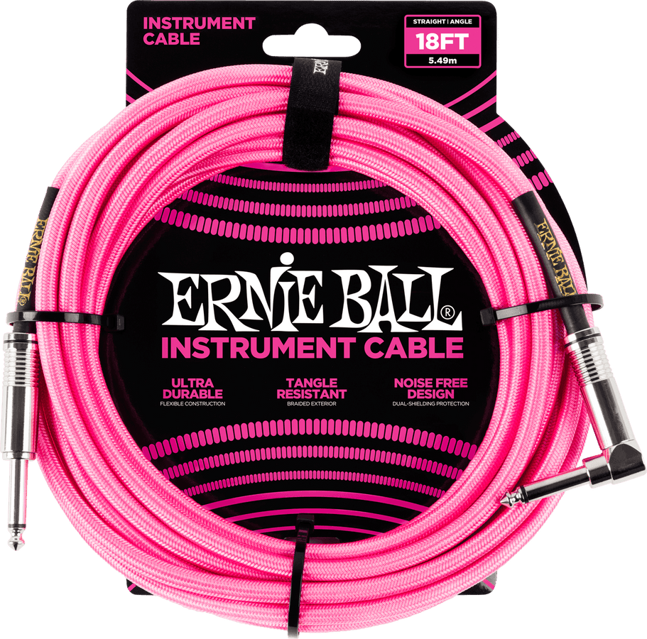 Cables Instrument Gaine Tisse Jack/jack Coudé 5,5M Rose