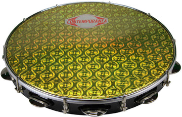Pandeiro 14" formica noir - peau prismatique or - Pro - 9