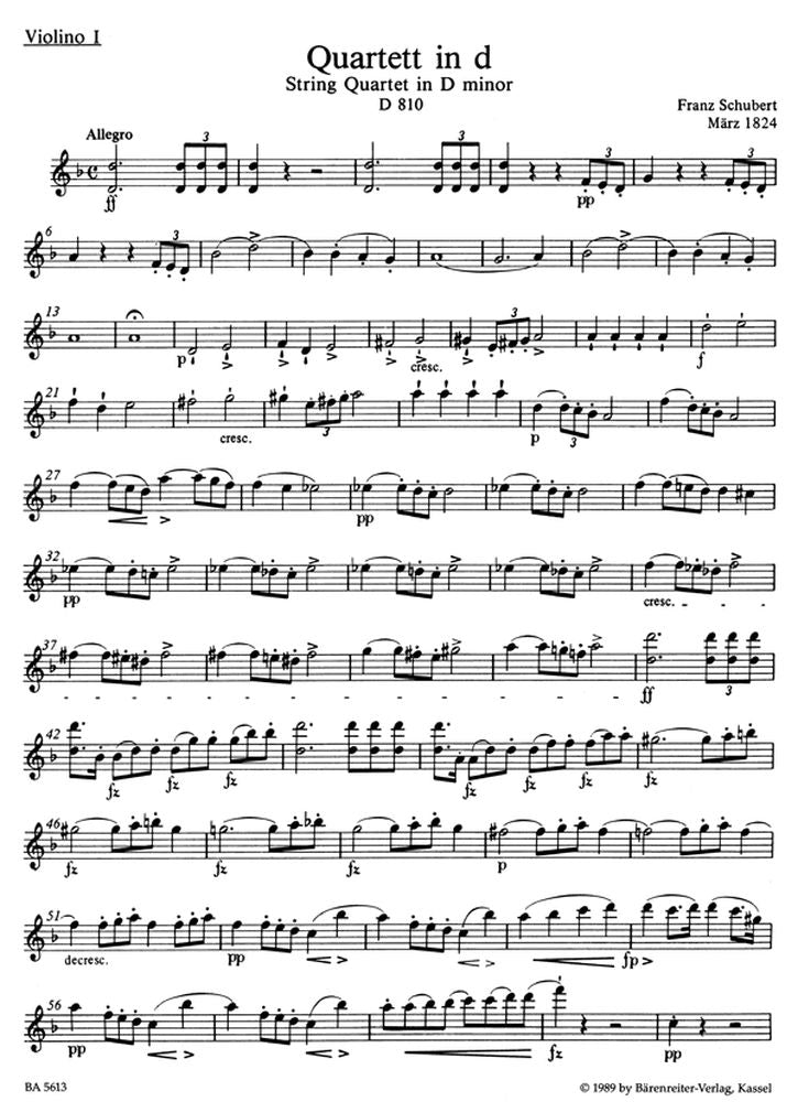 Schubert F. - Quatuor A Cordes "la Jeune Fille et La Mort" En Re Mineur D 810