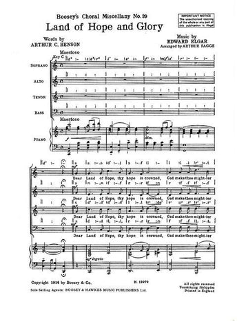 Elgar - Land Of Hope And Glory No. 39 - Choeur Mixte (satb) et Piano