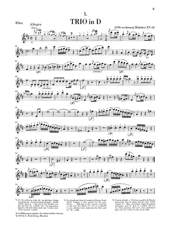 Haydn J. - Piano Trios Volume Iii (For Piano Flute (Or Violin) And Violoncello)
