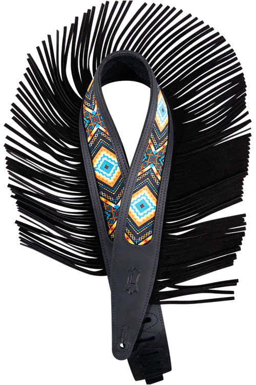 The Outlaw - 6,35cm Cuir Crazy Horse Franges Daim Western - Black