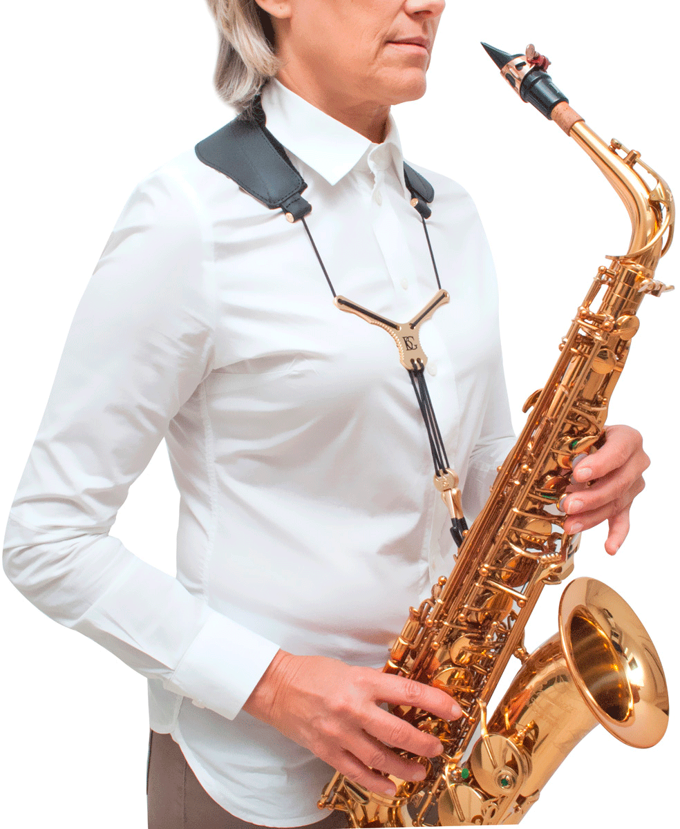 Cordon Yoke Zen Noir - Mousqueton Métal - Sax Alto/ Ténor