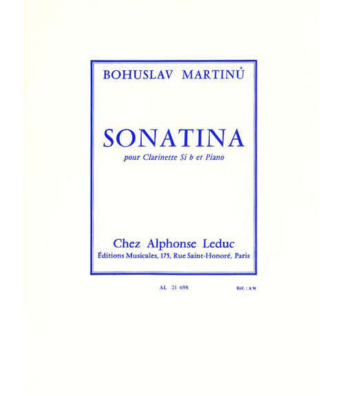 Martinu Bohuslav - Sonatina - Clarinette et Piano