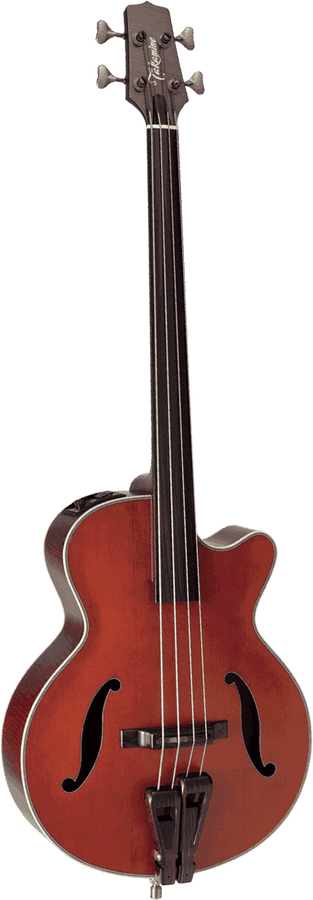 DB10 F-Hole Bass CW Fretless Red Stain